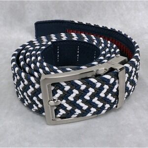NEW Nexbelt Mens Braided Woven Ratchet Belt Navy White ~ Cut-to-fit up to 50"